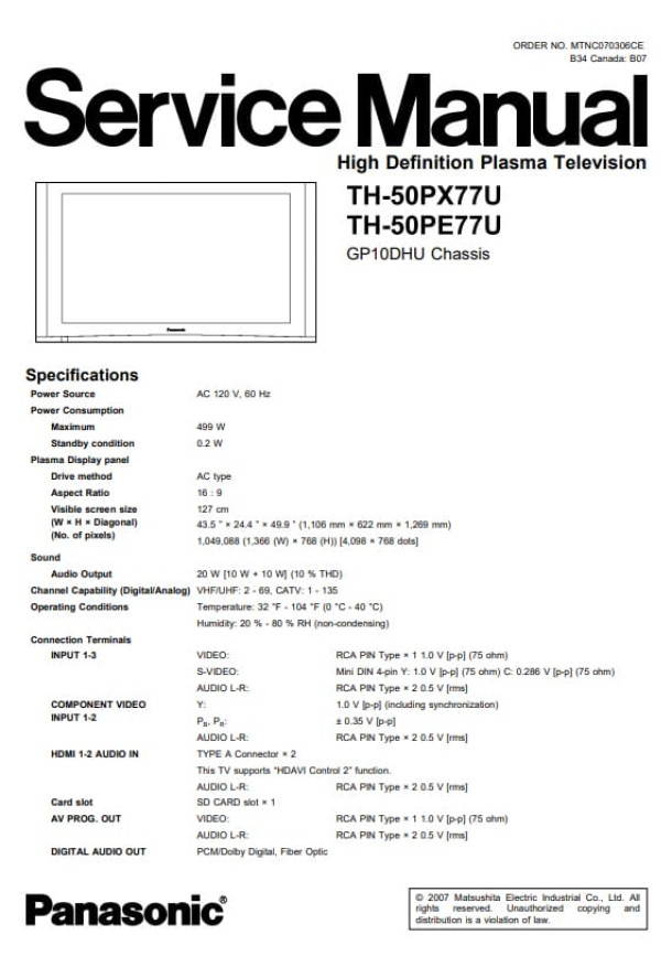 GP10DHU_TH-50PX77U, TH-50PE77U